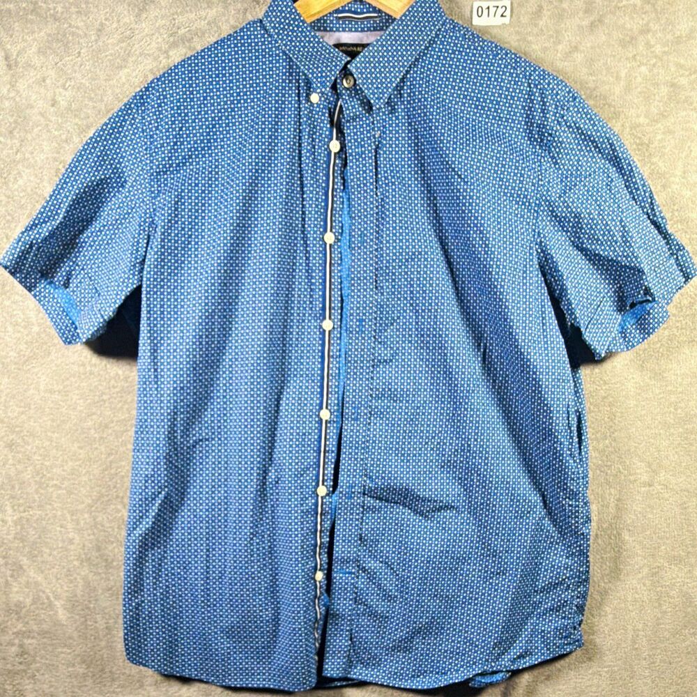 Banana Republic Men’s XL Blue/White Geometric Short Sleeve Button-Down Shirt